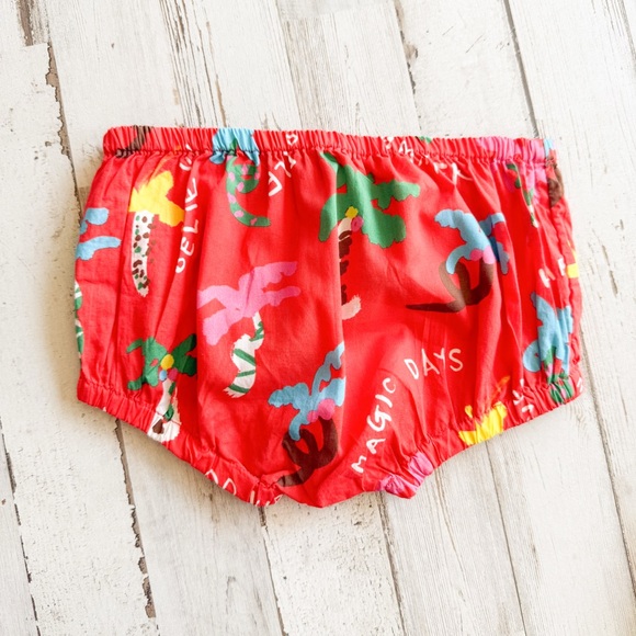 NEW! STELLA MCCARTNEY Palm Tree Organic Summer Dress Baby Girls Sz 6 Months Red - Picture 9 of 15